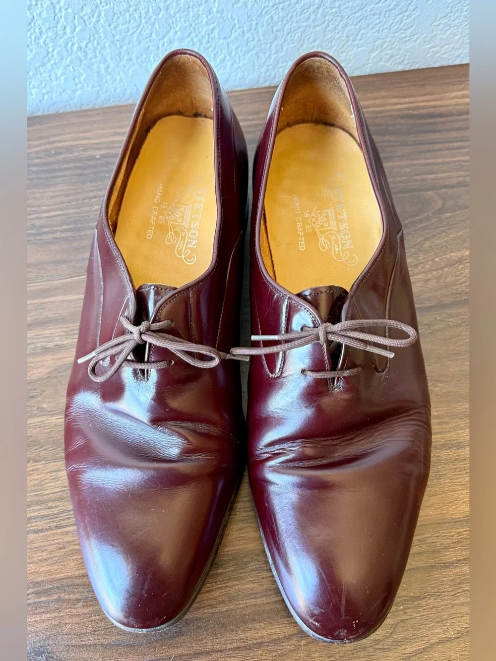 Stetson Burgundy Leather Derby Shoes